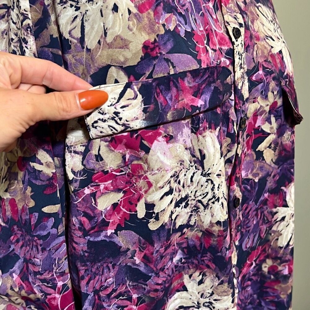 White Stag Women's Multicolor Floral Print Button-Up Blouse Size XL (16-18) - Picture 10 of 11